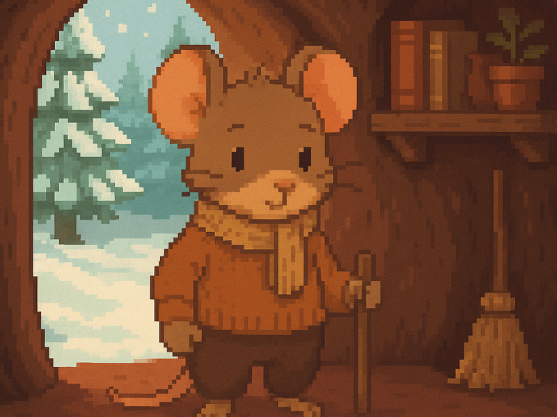 dibujo del ratón de winter burrow