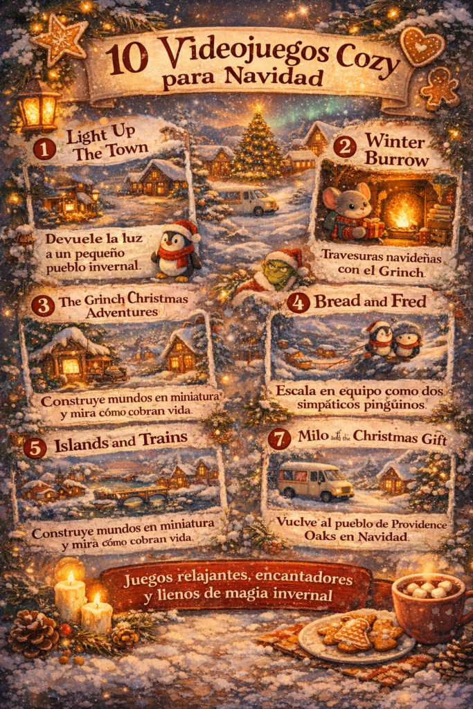 infografia videojuegos cozy navidad