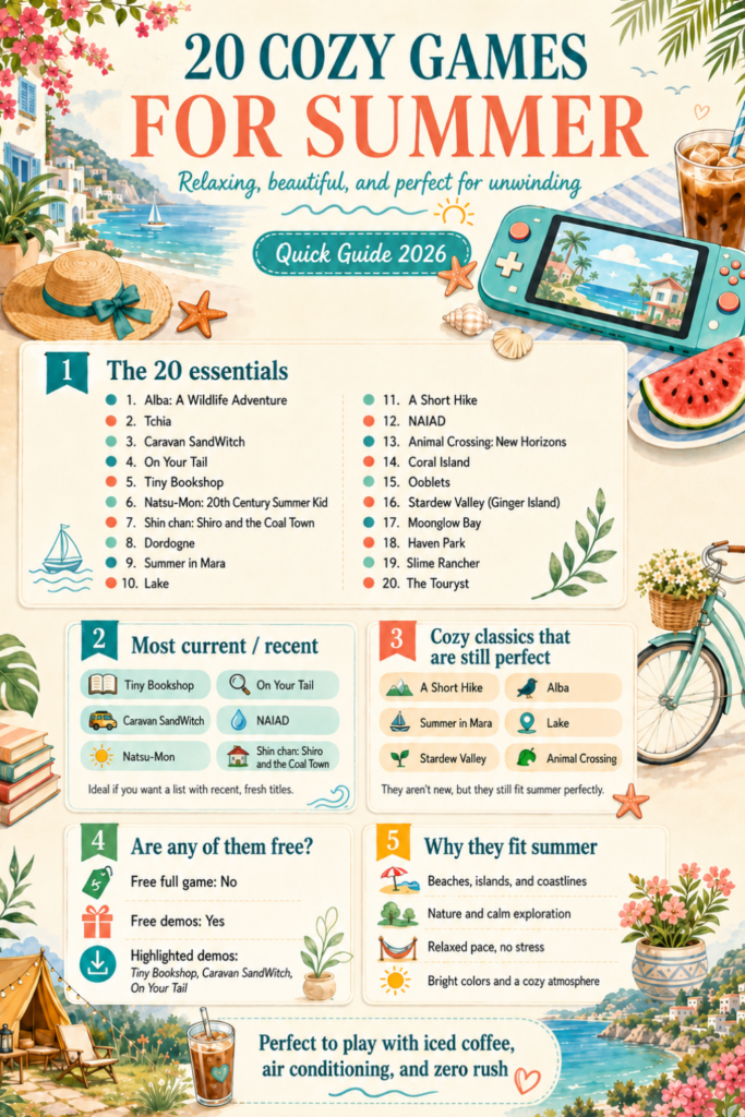 Cozy games for summer  juegos cozy para verano b