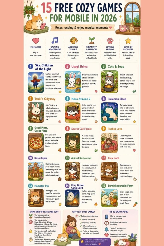 info free cozy mobile games