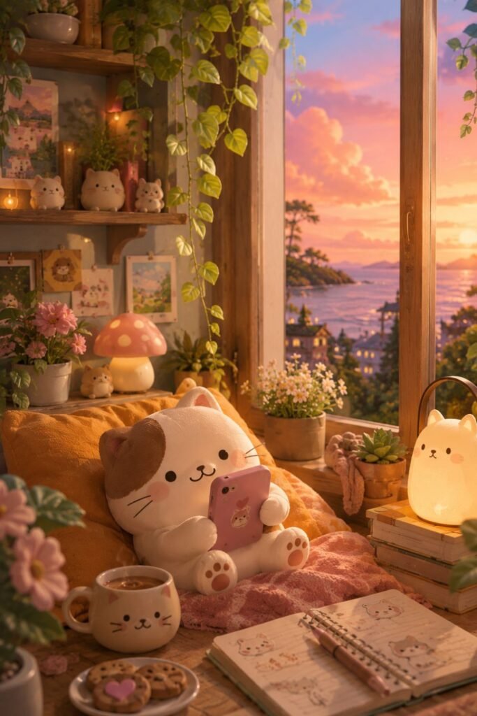 juegos cozy gratis para movil free cozy games for mobile b imagen ilustrativa estilo dibujo de un gato acostado jugando en la cama con el telefono en las patas juegos cozy gratis para movil free cozy games for mobile